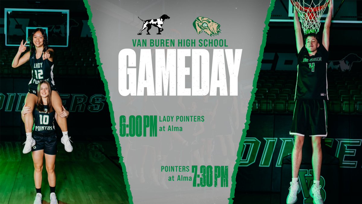 GAMEDAY!
Van Buren bball travels to Alma for a big 5A West showdown!
4:00 - JVG, JVB, VG, VB