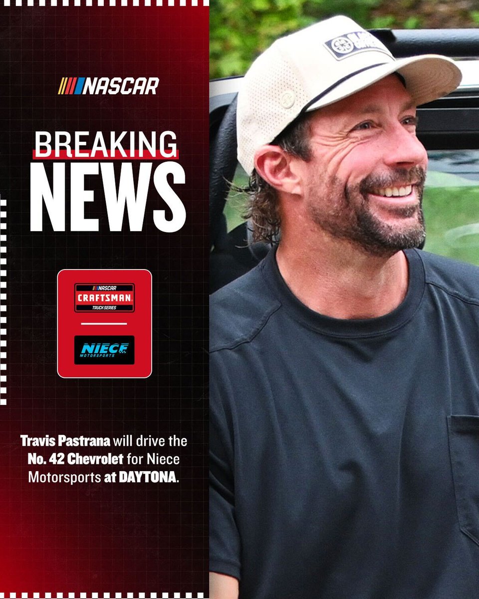 NASCAR_Trucks's tweet image. NEWS: He's back in a Truck! 

@NieceMotorsport announces @TravisPastrana will compete in the season-opening race at @DAYTONA.