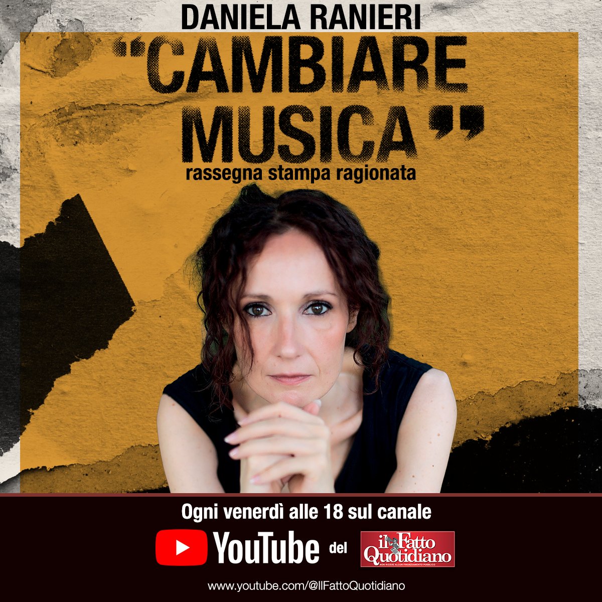 𝐂𝐚𝐦𝐛𝐢𝐚𝐫𝐞 𝐦𝐮𝐬𝐢𝐜𝐚
𝐑𝐚𝐬𝐬𝐞𝐠𝐧𝐚 𝐬𝐭𝐚𝐦𝐩𝐚 𝐫𝐚𝐠𝐢𝐨𝐧𝐚𝐭𝐚 𝐟𝐮𝐨𝐫𝐢 𝐝𝐚𝐥 𝐜𝐨𝐫𝐨 𝐝𝐢 Daniela Ranieri
Ogni venerdì alle 18, sul canale YouTube del Fatto Quotidiano
𝐒𝐞𝐠𝐮𝐢 𝐥𝐚 𝐝𝐢𝐫𝐞𝐭𝐭𝐚 
👉 youtube.com/watch?v=-cjsKz…

Daniela Ranieri conduce
