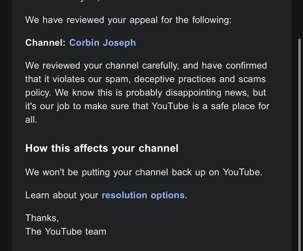 Corbin Joseph tweet media