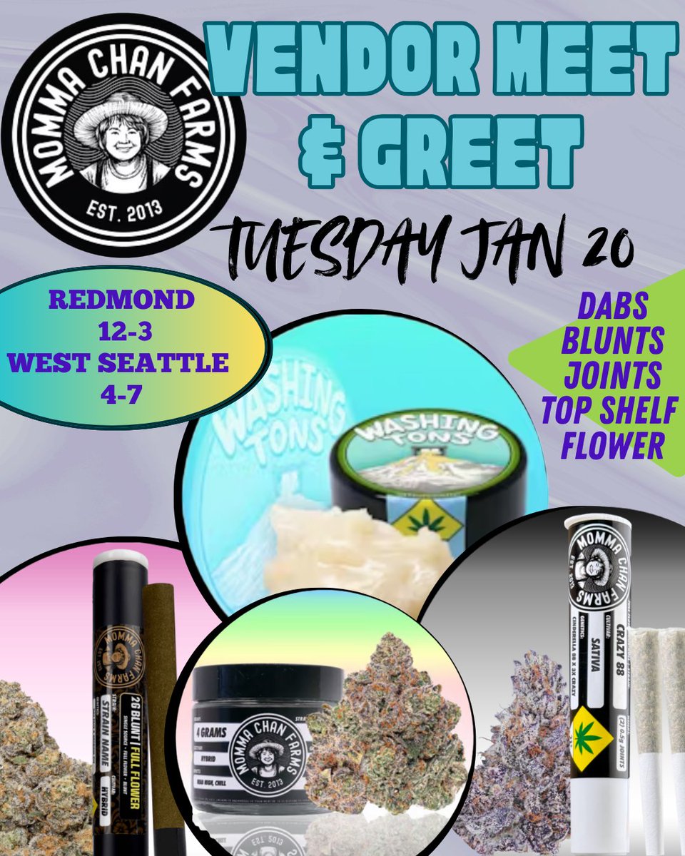 Pop-up energy ✨ Momma Chan is in the house today at Origins. Come say hi, ask questions, and vibe with one of WA’s favorites 🌱 #mommachan #WACannabis #CannabisCommunity #PNW #WeedX