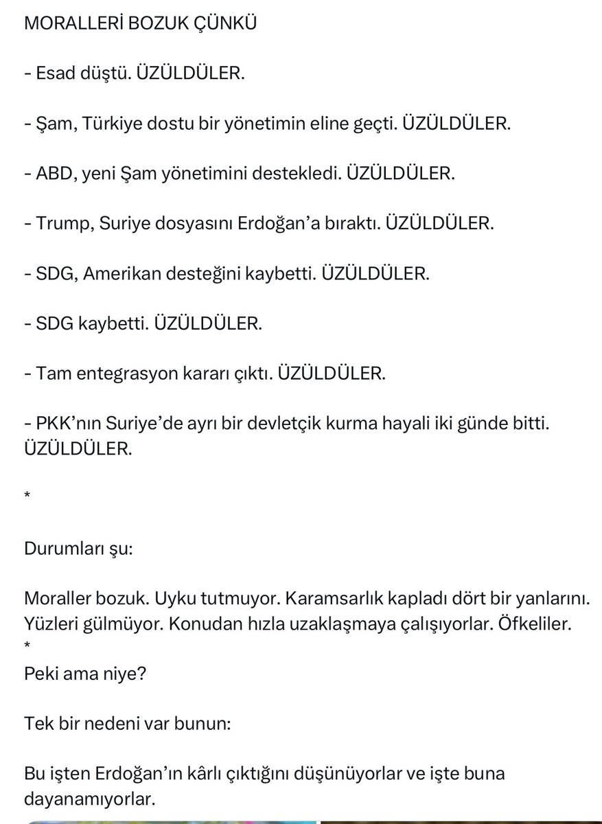 ❇️ Gazeteci A. Hakan 
“Erdoğan yine kazandı diye ÜZÜLÜYORLAR…” diye yazmış…