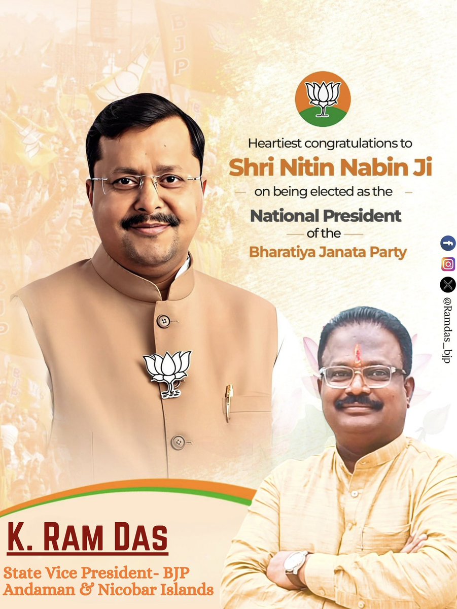 Heartiest congratulations to Shri. <a href="/NitinNabin/">Nitin Nabin</a> Ji on being elected as the National President of the <a href="/BJP4India/">BJP</a>.

Under your dynamic leadership, BJP will continue to strengthen democracy, good governance, and the vision of a developed India.

#BJP