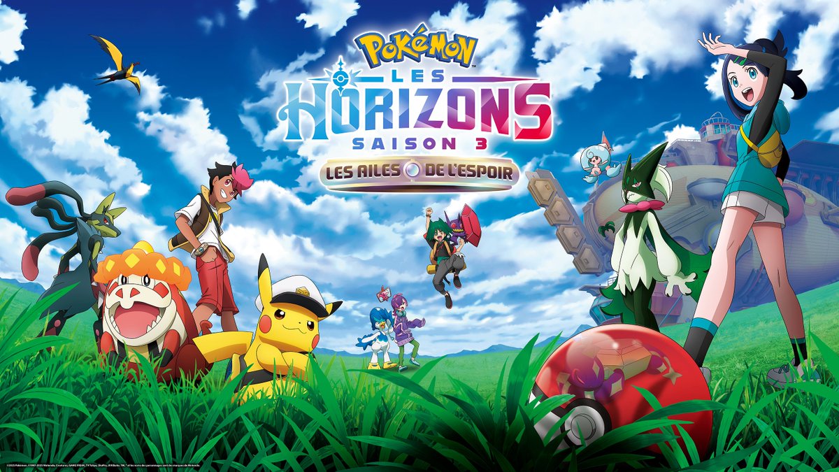 #inedit 🇫🇷  
#Pokemon #PokemonHorizons 

🟡"Pokémon Les Horizons - saison 3 : les ailes de l'espoir " débarque enfin sur Gulli !  

💚Dès le 04/02 les 22 premiers épisodes gratuitement <a href="/M6plusofficiel/">M6+</a> puis <a href="/gulli/">Gulli</a> dès le 11/02 à 11H tous les mercredis