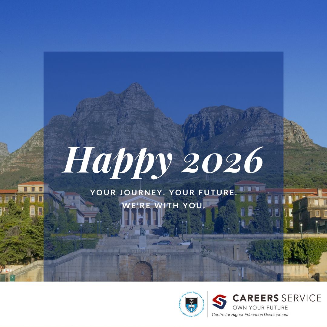 UCTCareers's tweet image. Kicking off 2026 by supporting all UCT students and recent graduates on their career journeys.
Guidance, resources, and access to opportunities — from first year to beyond graduation.
#UCTCareersService #UCTStudents #StudentSuccess #CareerDevelopment #FromCampusToCareer