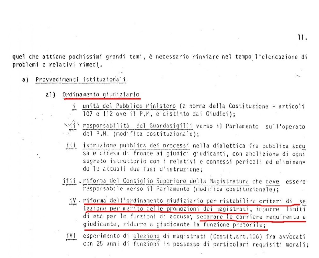 E invece è bene parlarne Ministro #Nordio. Per chi non c'era, per chi non ricorda, per coloro i quali si vorrebbe non ricordassero. Nel piano sovversivo della P2 di #Gelli la separazione della carriere era un cardine. 
Anche per questo #ioVotoNo