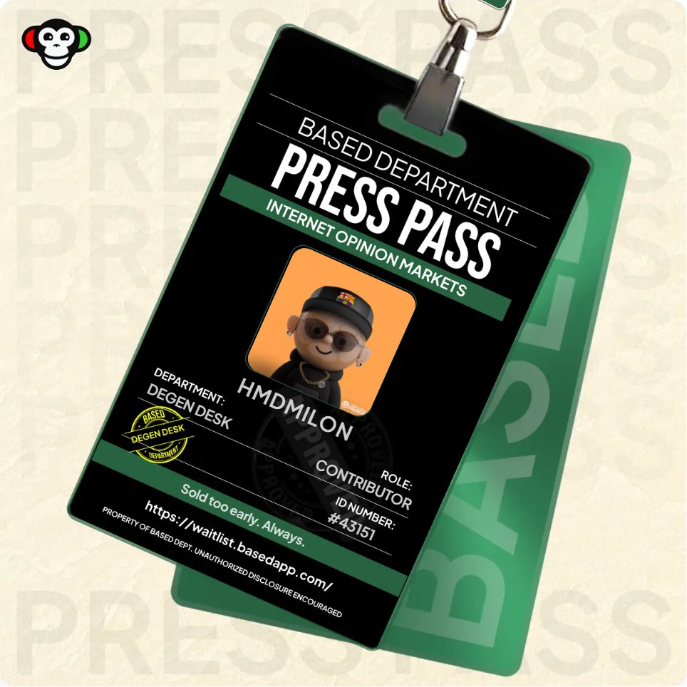 apparently calling things based or cringe earns bananas 🍌
claimed my @basedappcom Press Pass
help me stack these → waitlist.basedapp.com/?ref=H9woIQ7dFQ