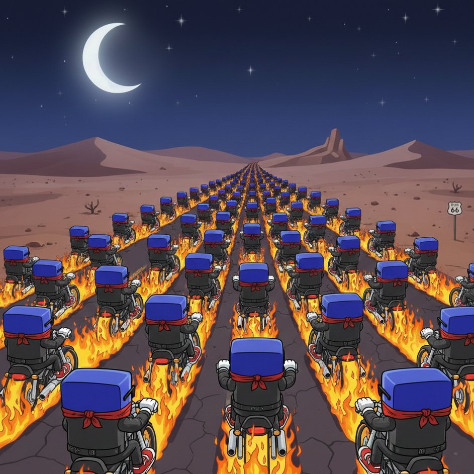 justbasecoin's tweet photo. One night. One direction. One army.
$JUSTBASE holders riding together.
No turning back, no fear only forward.
When we move as one, the night burns 🔥🏍️📈

https://t.co/W6it5WsGxr https://t.co/uNpVPzq3yF