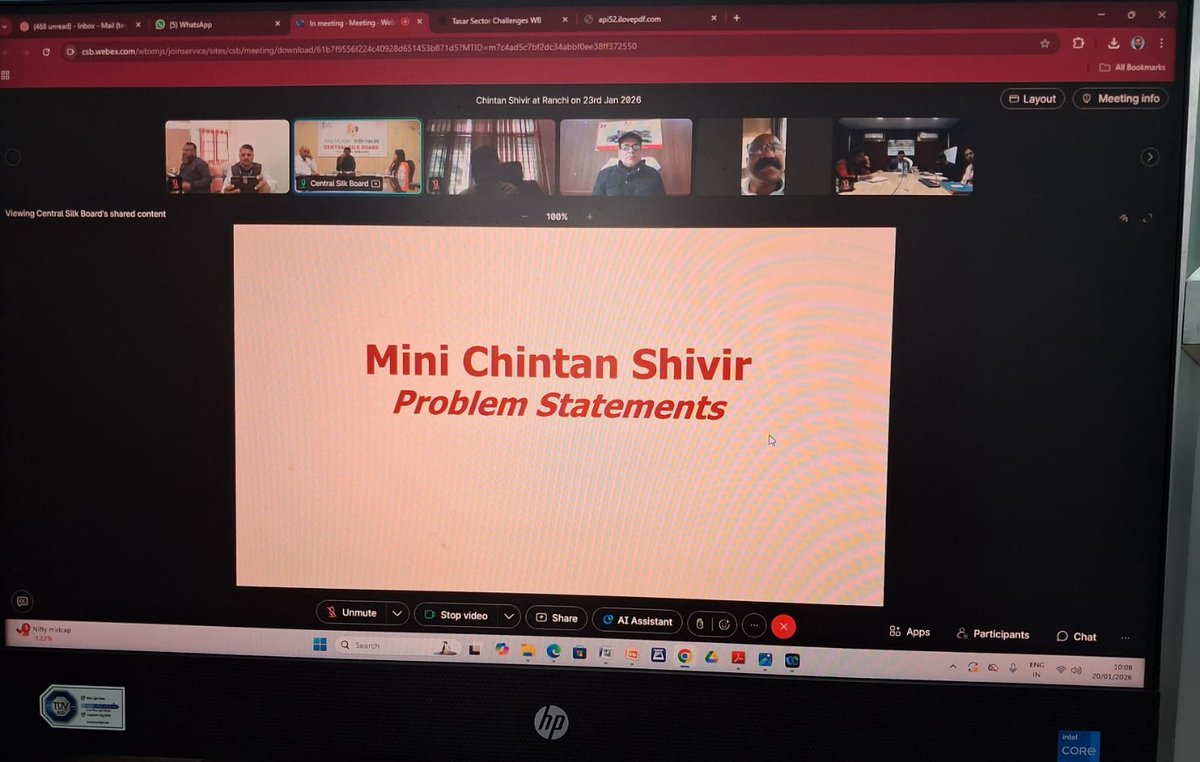 BTSSOBilaspur's tweet photo. On 20.01.2026, CSB–BTSSO Bilaspur participated in the “Chintan Shivir” meeting organized by CSB Bangalore, focusing on strategic discussions and strengthening the sericulture sector.
#ChintanShivir #CentralSilkBoard #BTSSO #Sericulture #TeamCSB https://t.co/YrZrWkLUYR