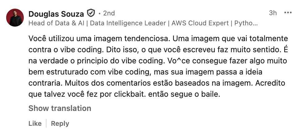 Silêncio. O Douglas está descobrindo como fazer post no LinkedIn kkkkkkkkkkk
