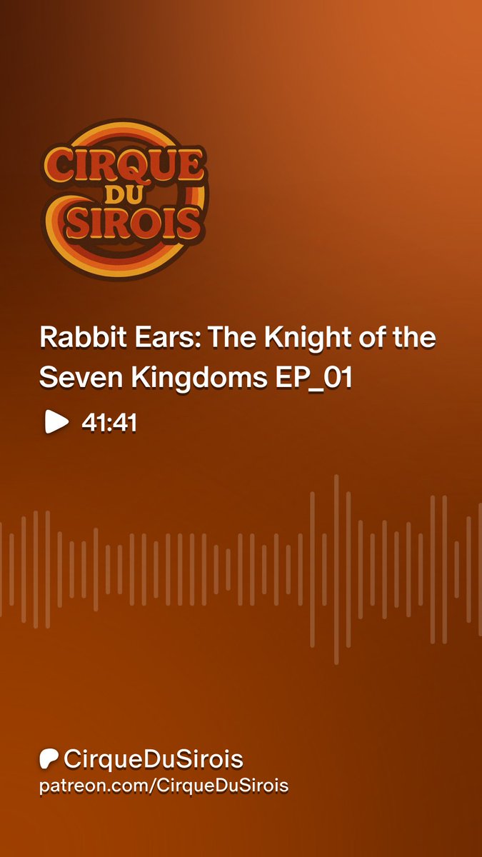 Fresh Patreon drop!

The debut of “Rabbit Ears” where we review kickass TV shows! 

First off, the pilot for “The Knight of the Seven Kingdoms!”

patreon.com/posts/14865022…