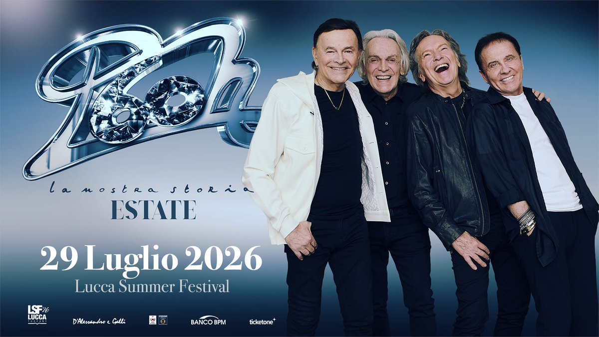 LuccaSummerFest's tweet photo. I Pooh a Lucca Summer Festival con una tappa del tour che celebra il sessantennale della band che ha fatto la storia della musica italiana!

29 LUGLIO
LUCCA SUMMER FESTIVAL
PIAZZA NAPOLEONE
#LSF26

Biglietti da domani 21 gennaio alle ore 14.00 su https://t.co/a06IexQMnM https://t.co/K2n49GkrWD