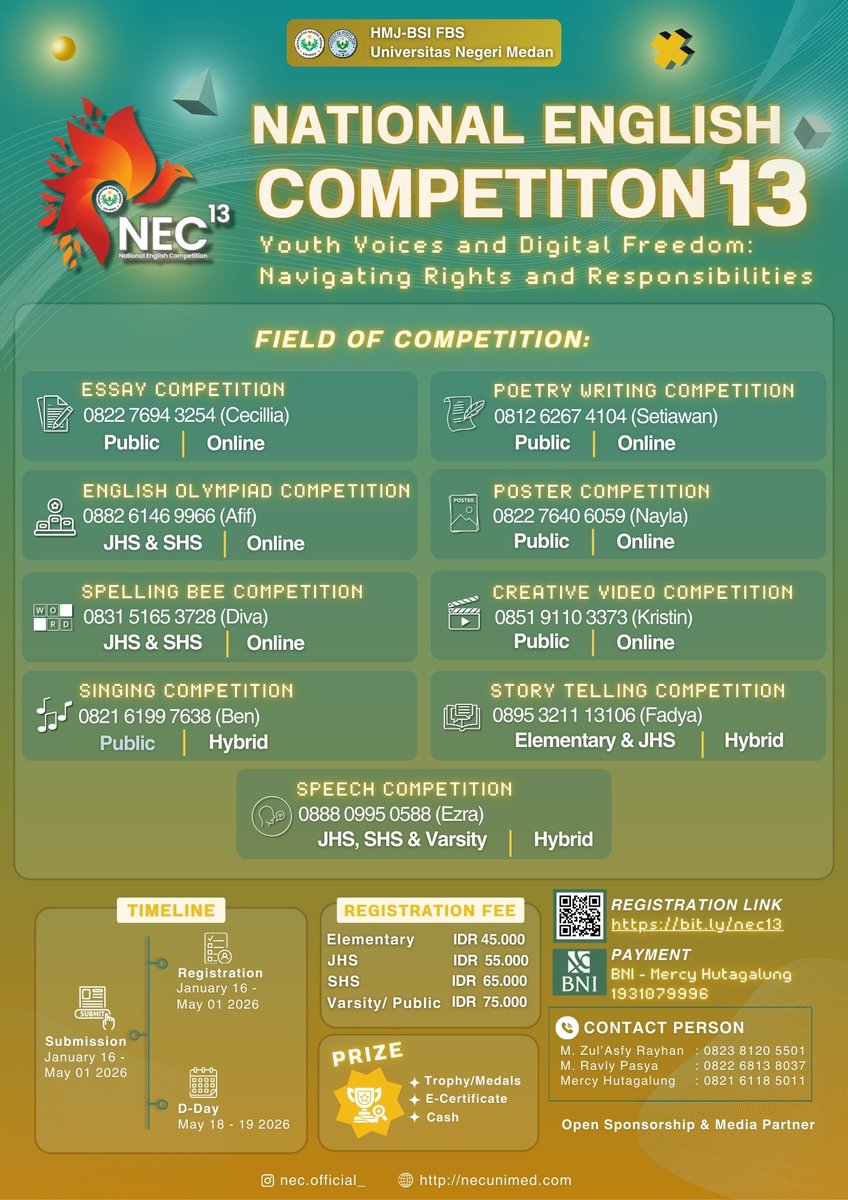 Cecillia121006's tweet image. haii guyss, if u interested feel free to ask🤩🙌

#Competition 
#EnglishCompetition
#NationalCompetition
#Public
#Indonesia
#Mahasiswa
#Siswa