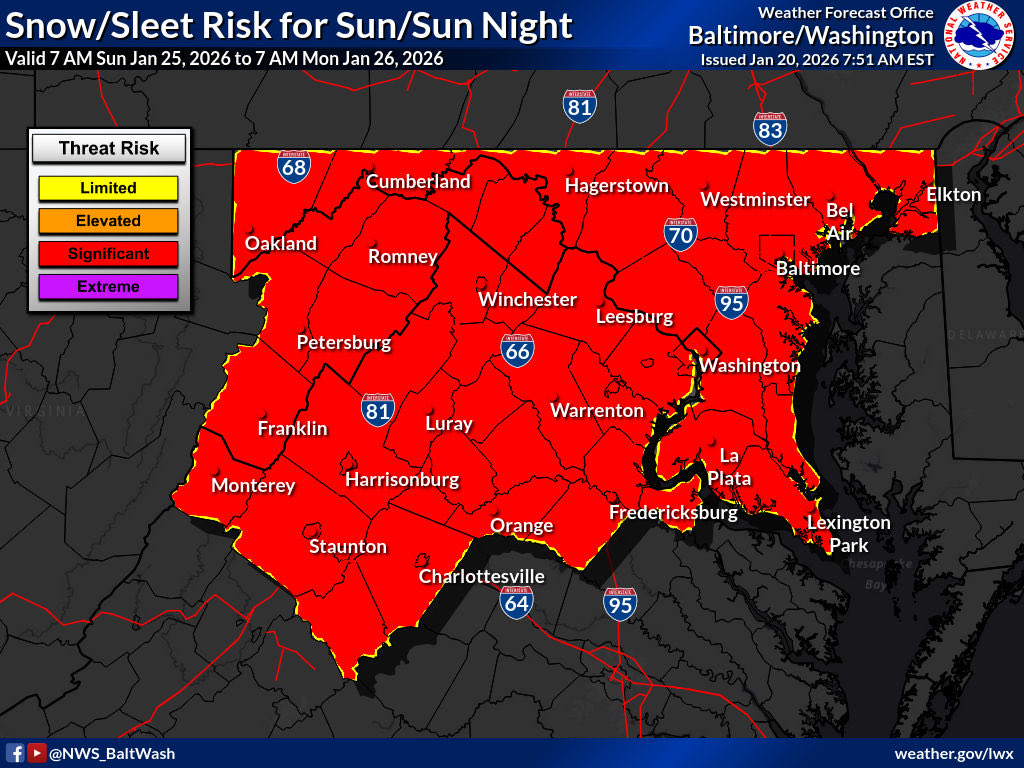 TheMoCoSnow's tweet image. National Weather Service Elevates Weekend Storm to “Significant Threat Risk”

Click below for full article: mocoshow.com/2026/01/20/nat…