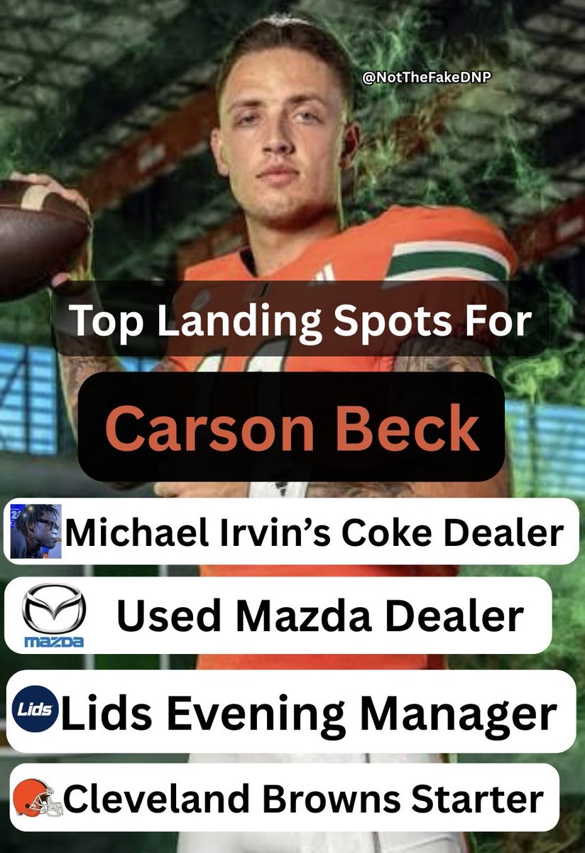 notthefakeDNP's tweet image. Carson Beck has a lot of options now that his college career is over.