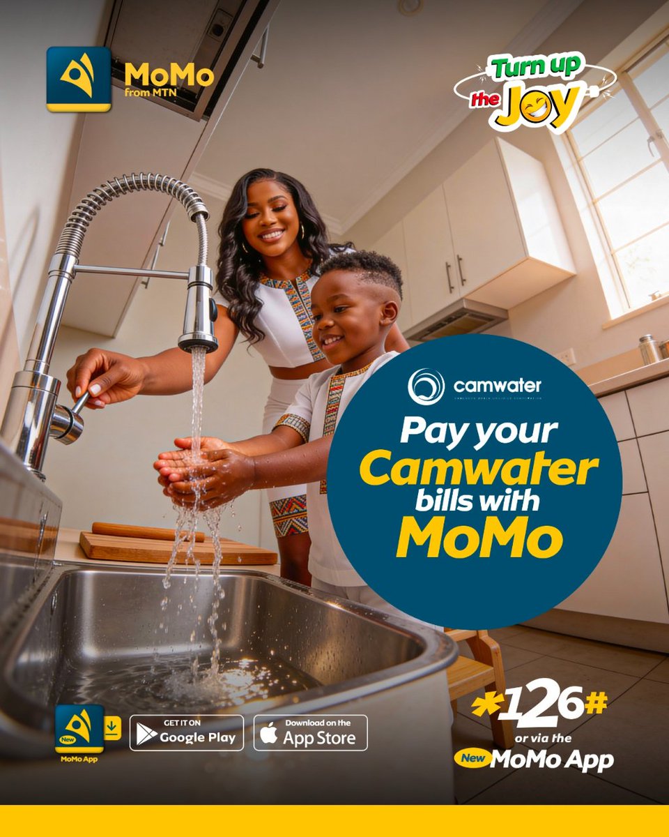 Keep the water flowing!💧 
Don't risk a cut. Pay your bill instantly with MoMo.

📲 Dial *126# or mtnmymomo.onelink.me/XJOt/CMR4