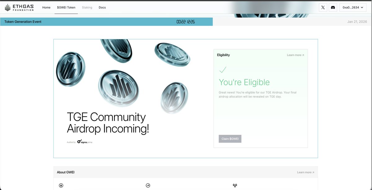 4000 beans ile dünya çapında ilk 8000'de bitirdik ve eligible olduk bakalım bir 100.000$ atarsa 10K sını size atarım. ne atarsa %10 u retweetleyenlerin ve $base <a href="/base/">Base</a> adresini yoruma yazanların! ne kadar alacağımız yarın belli olacak.

ethgasfoundation.org/token/