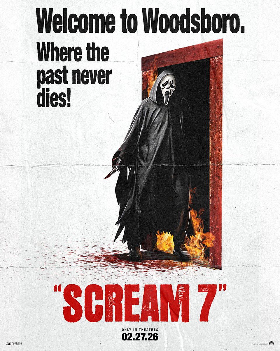 creepyduckart's tweet photo. Proud to announce that I've been invited back for #scream7. New official poster by yours truly. TCM vibes! "I'm gonna burn it all down!" 🔥🔥🔥🤘🔪🩸😱 https://t.co/ysMQMEQsir