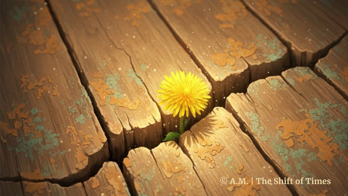 TheShiftOfTimes's tweet image. Even here, dandelions bloom — quiet life, loud questions. Is the world listening? 🌱
#ShiftOfTimes #QuietWonder