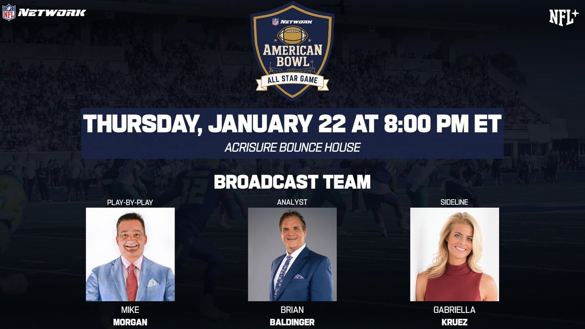 NFLMedia's tweet image. 2026 Collegiate All-Star Game Coverage on @nflnetwork 

🏈2026 American Bowl -- Thursday, Jan. 22 at 8p ET

🏈East-West Shrine Bowl -- Tuesday, Jan. 27 at 7p ET

🏈Panini Senior Bowl -- Saturday, Jan. 31 at 2:30p ET

🏈HBCU Legacy Bowl -- Saturday, Feb. 21 at 4p ET

Full details:…