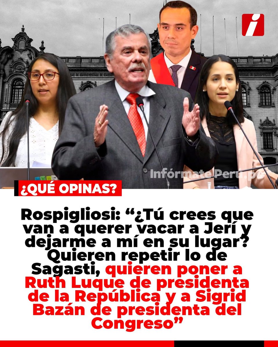 “Quieren repetir lo de Sagasti, quieren poner a Ruth Luque de presidenta de la República y a Sigrid Bazán de presidenta del Congreso. Esa es la idea” 

— Fernando Rospigliosi
Vía: #InformatePeru