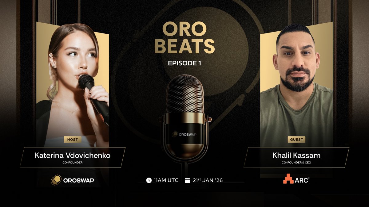 ORO Beats Episode 1 goes live tomorrow 🎙

At 11 AM UTC, Oroswap Co-founder <a href="/katerinaviko/">Katerina</a> hosts <a href="/kingkassam/"></a>, Co-founder &amp; CEO of <a href="/TheARCTERMINAL/">ARC Terminal</a>.

A live conversation around AI, autonomous systems, and onchain intelligence.

Tune in live. Rewards might be waiting