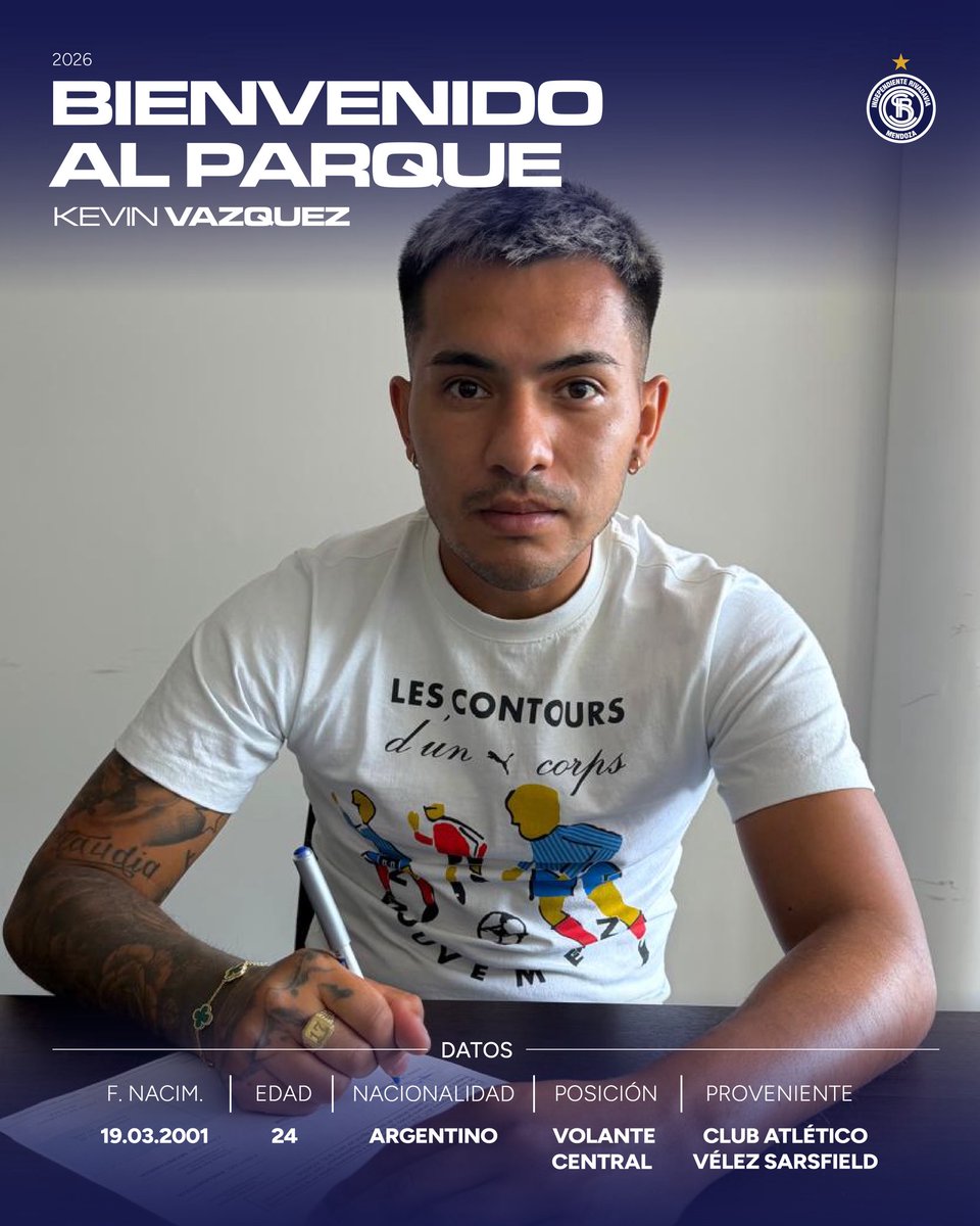 CSIRoficial's tweet image. ¡Bienvenido al único campeón de Cuyo, Kevin! 💙

Kevin Vasquez es nuevo refuerzo de Independiente Rivadavia.

Firma por un año a préstamo, con opción de compra ✍️

⚽ El mediocampista, de 24 años, llega proveniente de Velez Sarsfield. 🙌

¡Éxitos en esta nueva etapa! 💙