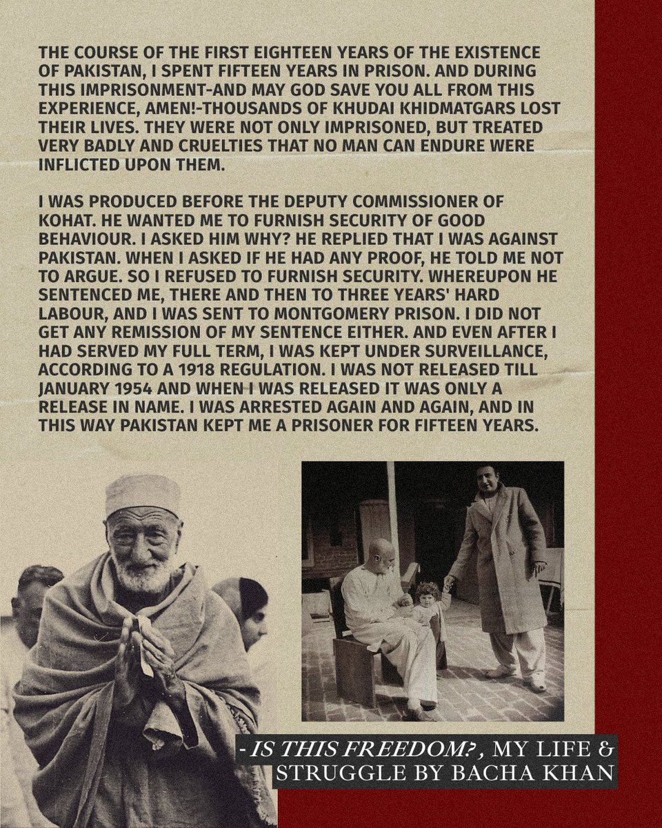 SocialistRG's tweet photo. In the chapter "Is This Freedom?", Bachay Khan recalls his the treatment and imprisonment he faced after partition under Pakistan's government. (4/5) https://t.co/39cFzjXYMF