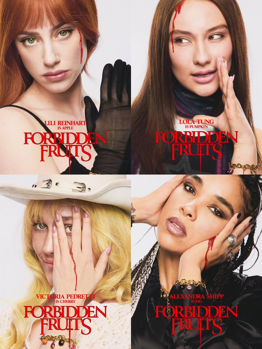 DiscussingFilm's tweet image. First posters for ‘FORBIDDEN FRUITS’, starring Lili Reinhart, Lola Tung, Victoria Pedretti and Alexandra Shipp 

The film follows a witchy femme cult who operate in a mall store’s basement until a new girl threatens their existence.

In theaters later this year.