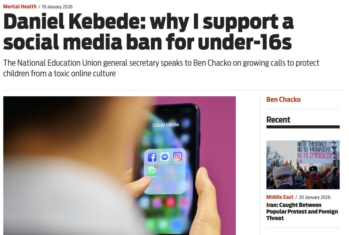 bolsh3vik's tweet photo. I'm absolutely gobsmacked that a left trade union leader (SWP-aligned) and the Morning Star (a 'Communist' paper!) are backing the establishment's coordinated campaign to push through a social media ban for under-16s.

What world are these people living in? They want the granny-snatching, migrant-bashing, prisoner-starving Starmer government to enforce a social media ban for the most radicalised, revolutionary generation in memory?

This is the generation that is organising revolutionary struggles in Nepal, Bangladesh, Indonesia, etc. – in part owing to social media allowing the spread of ideas and information.

This policy would just hand more repressive powers to the state, carte blanche.

Of course social media is bad for mental health – because it is ran by billionaire tech oligarchs seeking profits, and dominated by right-wing grifters with big-business backing.

The solution isn't to rely on our class enemies to police young people (which will be useless anyway) but to nationalise and democratise the big tech monopolies.

If this ban is carried out – as it was in Australia – I think young people will erupt in anger. Will these 'lefts' stand on the side of the youth – or on the side of Starmer, Badenoch, and Co.?