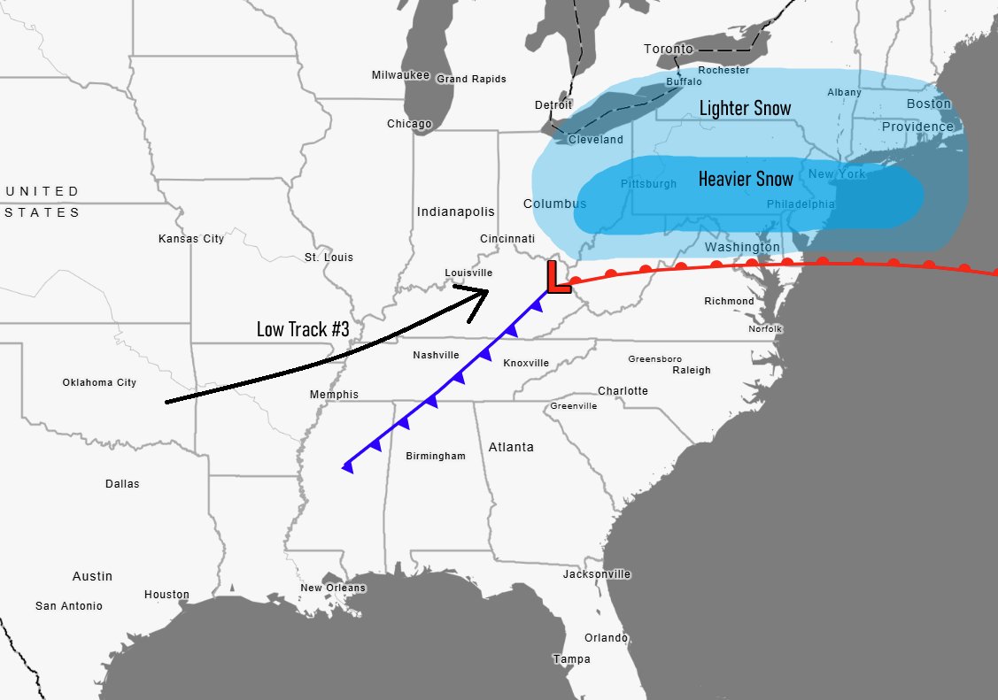 NWSPittsburgh's tweet image. (1/13) Starting to hear a lot of chatter about snow this weekend? Lets break down the forecast and discuss some potential outcomes, and have a moment to talk about forecast uncertainty:
