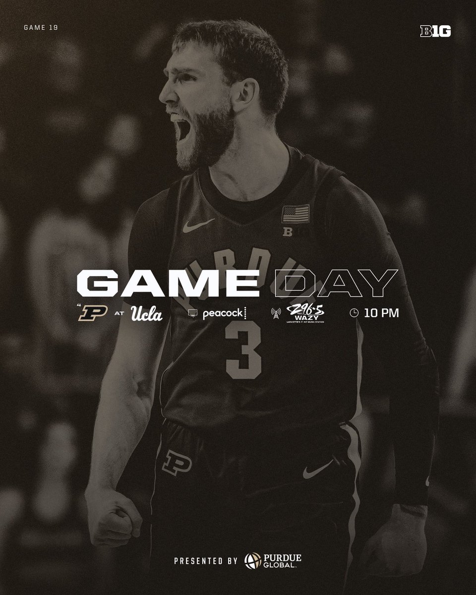 BoilerBall's tweet image. Gameday in Westwood. 

🆚: UCLA
⏰: 10 p.m. ET / 7 p.m. PT
📍: Pauley Pavilion
📺: Peacock, NBCSN
📻: Purdue Global Radio Network
📊: UCLA.statbroadcast.com