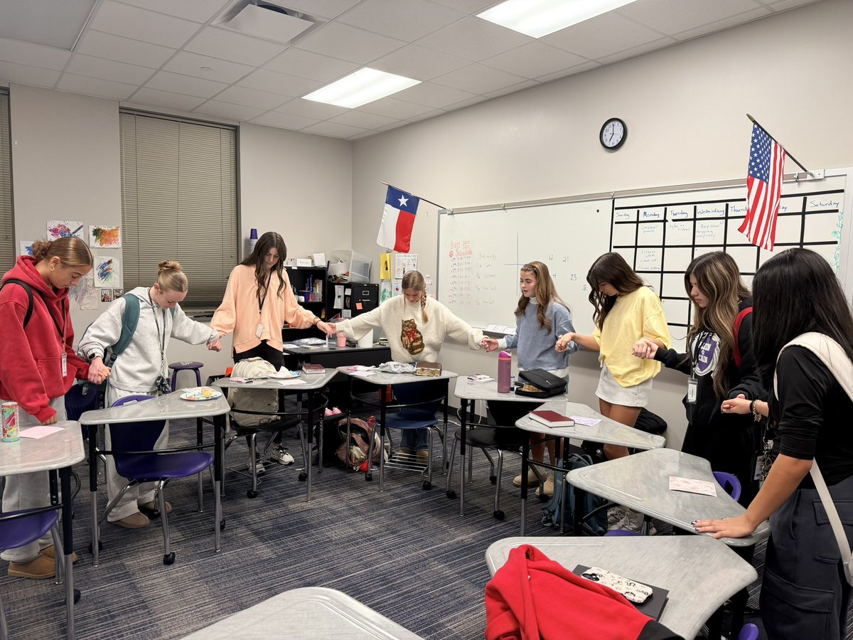 KCainLadySoccer's tweet photo. Huge shoutout to junior Katelyn Austin and Freshmen Mary Claire McGown for starting and leading a Tuesday morning Bible study. Thoughtfully planned, well executed,and truly bringing people together.This is leadership,service, and impact in action. @KleinCain 
@KCAINATHLETICS https://t.co/ZFgrf39Fhv