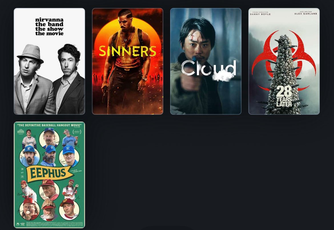 ElSergioMunoz's tweet image. Todas las películas a las que les di cinco estrellas en 2025