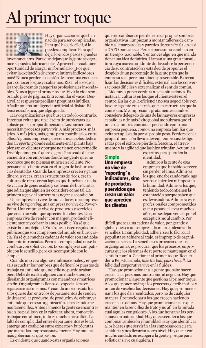 🟥Sobre #liderazgo empresarial y #management: “Al primer toque”

‼️“Hay que ir con mucho cuidado en escoger a la gente porque para sofisticar sirve cualquiera”, advierte <a href="/XavierMarcet/">Xavier Marcet</a>