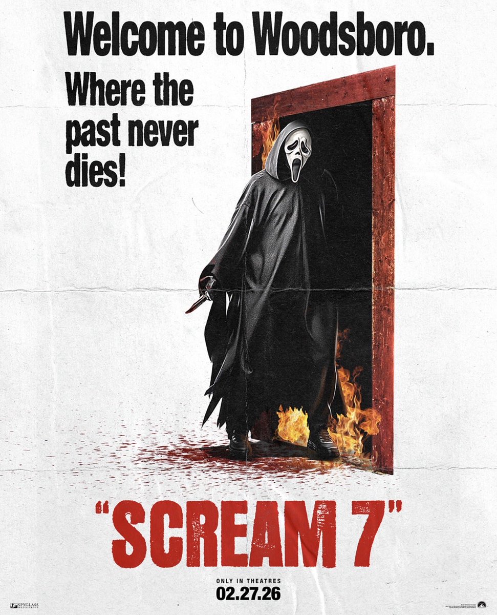 Scream_Along's tweet photo. Welcome to Woodsboro.
Where the past NEVER dies! 

This official alternate poster for ‘SCREAM 7’ is giving a 70’s vibe,  paying tribute to the horror classic poster artwork for The Texas Chain Saw Massacre

‘SCREAM 7’ hits theatres February 27,2026 
.
.
.
#SCREAM7 #SCREAM https://t.co/ZcaHYexe3u