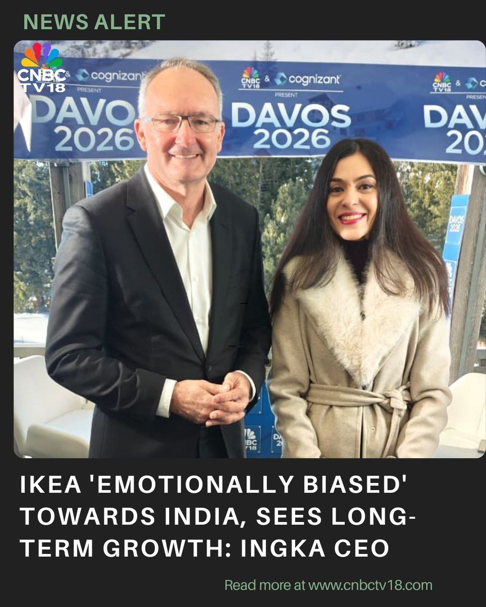 CNBCTV18News's tweet photo. #DavosWithCNBCTV18 | #Ingka Group CEO Juvencio Maeztu said #IKEA is 'emotionally biased' towards India, where it is expanding online operations, strengthening supplier partnerships and positioning the country as a global model for sustainable and affordable growth.
@ShereenBhan @sheersh0510 | #WEF #WEF26 #Davos2026
Read: https://t.co/1U6UmchaD5