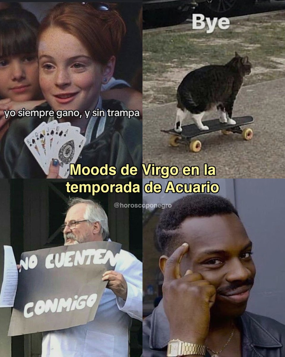 virgo_hn's tweet photo. Estos son los moods de tu signo en la temporada de Acuario. 🔮

Spoiler: van a pasar muchas cositas. ⚡️ https://t.co/W0oukJy6o9