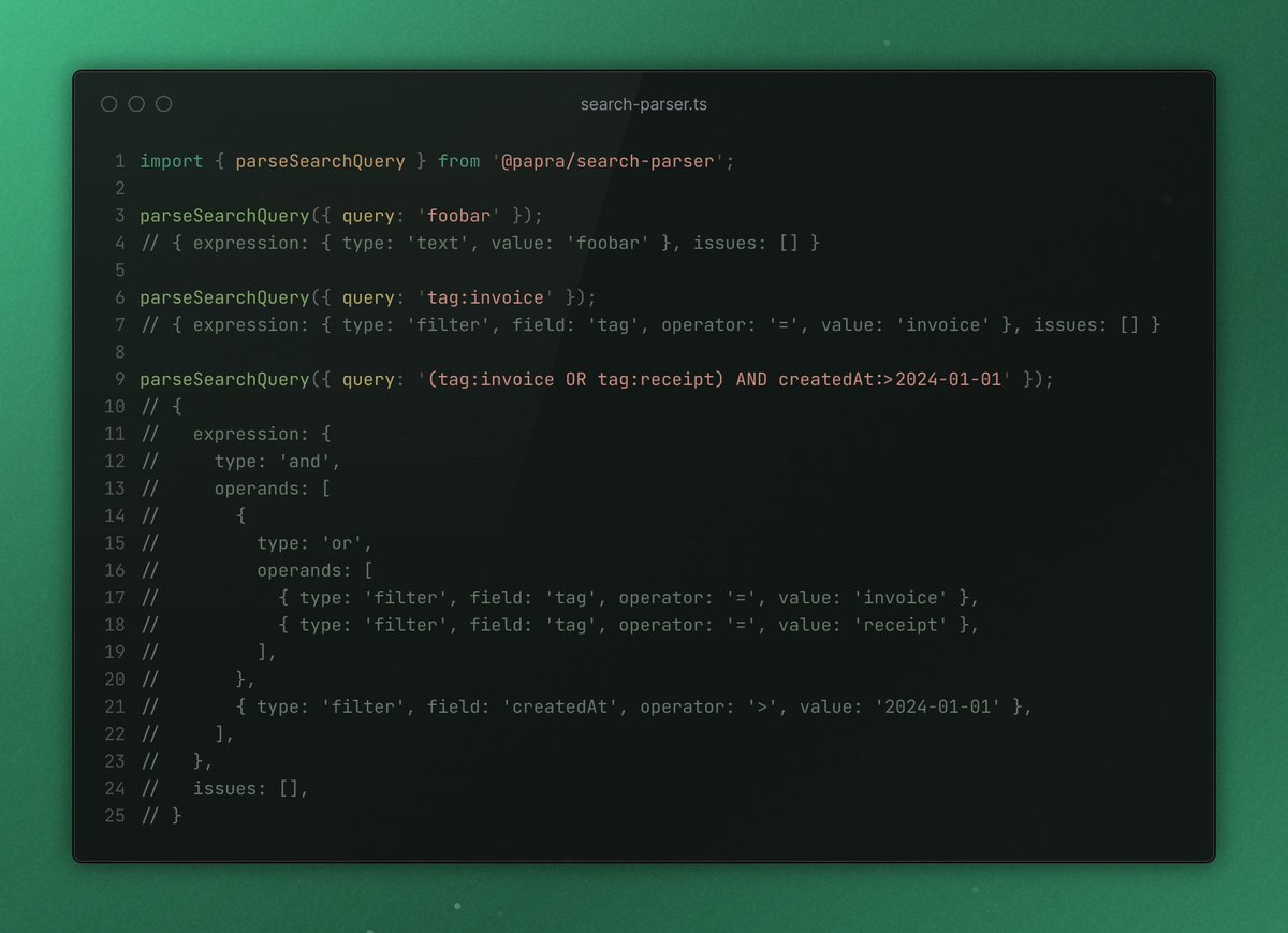 I really had fun building a full featured AST-based parser for this search query engine 🙌