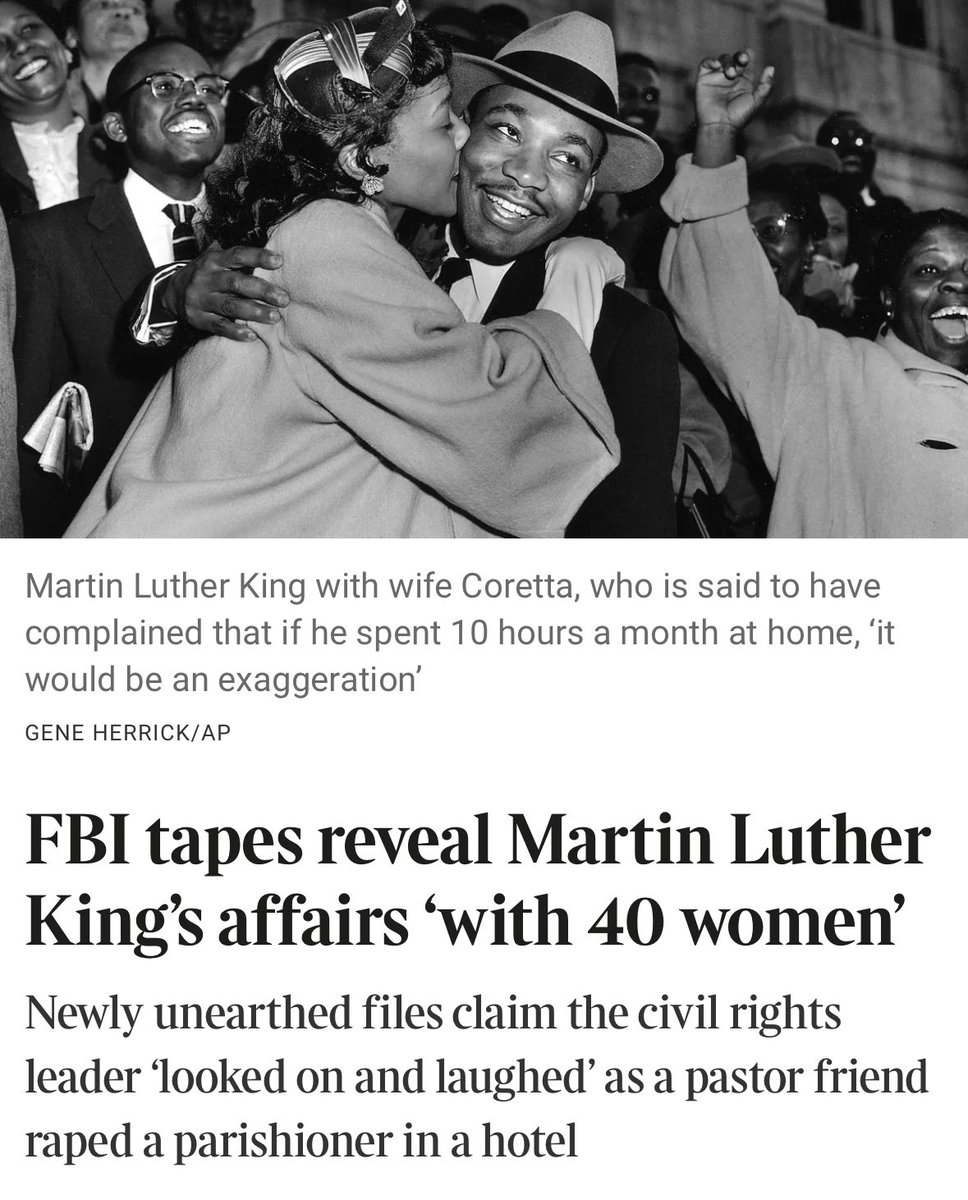 SarahisCensored's tweet image. There were things that I was not taught in school about MLK, a “Christian minister.” I did my own deep dive yesterday. Here are a few things I learned:

- MLK denied the resurrection of Jesus.
- He did not believe that Jesus was born of a virgin.
- He cheated on his wife with 40…