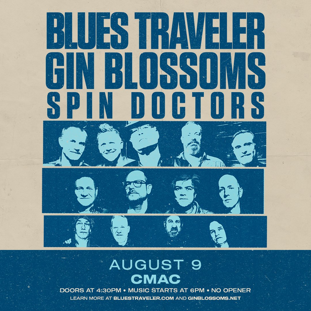 941thezone's tweet image. CONCERT ANNOUNCEMENT:  The 90's @ Noon are comin in hot with Blues Traveler @ginblossoms and @SpinDoctorsBand at @cmacevents on August 9th!

Tix on sale Friday @ 10am here - tinyurl.com/941TheZone

#BluesTraveler #GinBlossoms #CMAC
