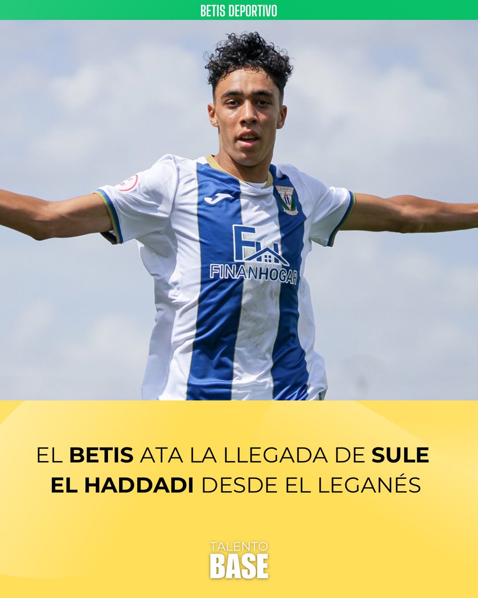 TalentoBase's tweet image. 🚨El #RealBetis ata a Sule El Haddadi (2006) para el filial 

🔵 Milita en el Leganés ‘B’ y es hermano de 𝐌𝐮𝐧𝐢𝐫 𝐄𝐥 𝐇𝐚𝐝𝐝𝐚𝐝𝐢.

💼 Llegaría libre en verano, aunque ambos clubes trabajan para una posible incorporación en este mercado. 

ℹ️ @marca