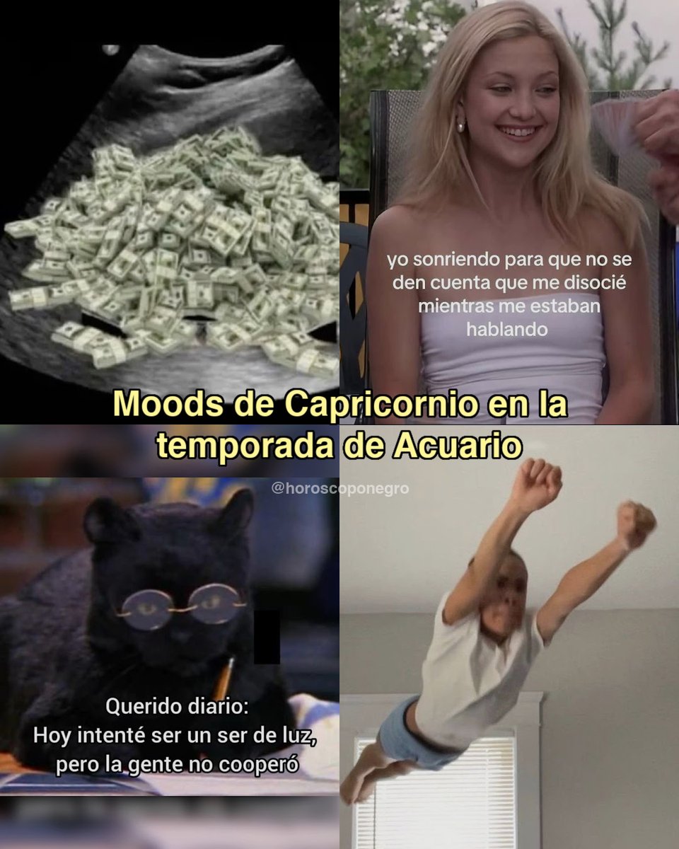 capricornio_hn's tweet photo. Estos son los moods de tu signo en la temporada de Acuario. 🔮

Spoiler: van a pasar muchas cositas. ⚡️ https://t.co/gzhjzjBDyp