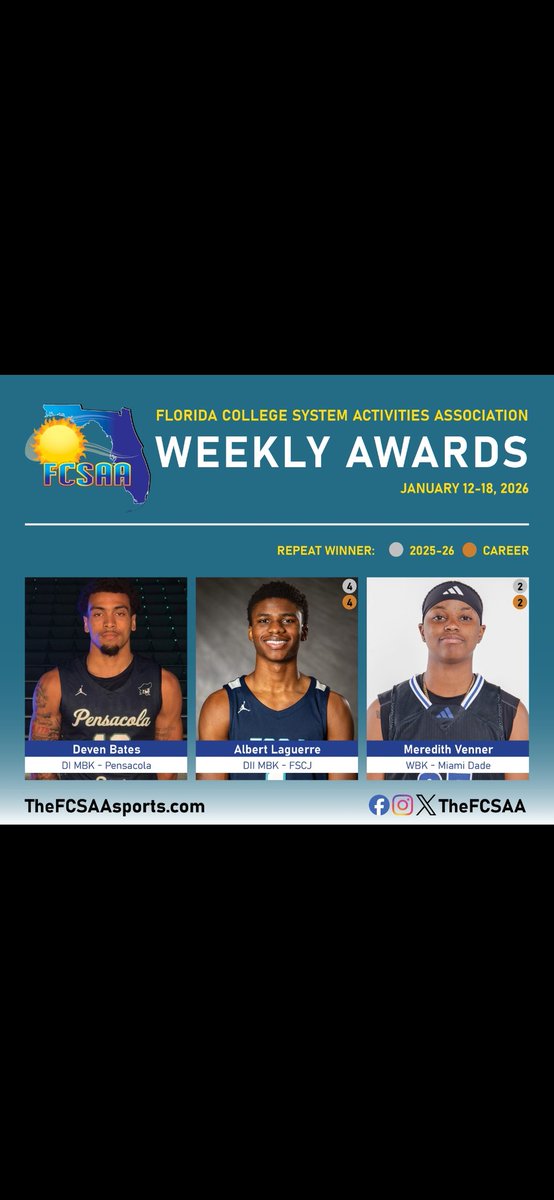 FSCJMBB's tweet photo. Another week,
Another POTW award. 
His fourth POTW award this season...

RS Freshman @AlbertLaguerre1 is on a tear this year just ahead of conference play.
Laguerre recorded 29 points and 11 Rebs against D1 St. Petersburg.

Keep up the outstanding work, Albert. https://t.co/9mtSWsUcsu
