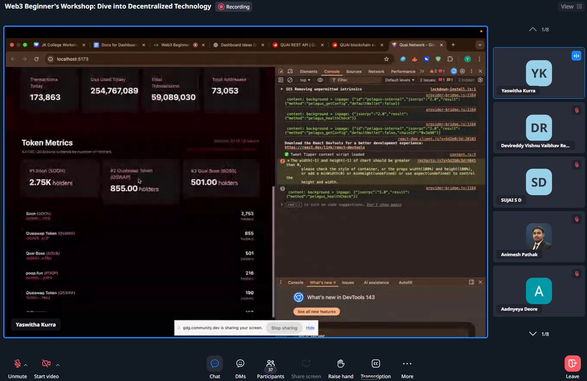 Successfully hosted the First BUILDSHOP with the collaboration of JK Institute of Applied Physics &amp; Technology.

180+ Registrations on Luma.
60+ Attendees.
Explained about <a href="/QuaiNetwork/">Quai Network ⚡️💵</a>.
Few Doubts from the Attendees.
Live Demo Build using VIBE Coding.

Hosted by <a href="/QuaiSquad/">QuaiSquad</a>