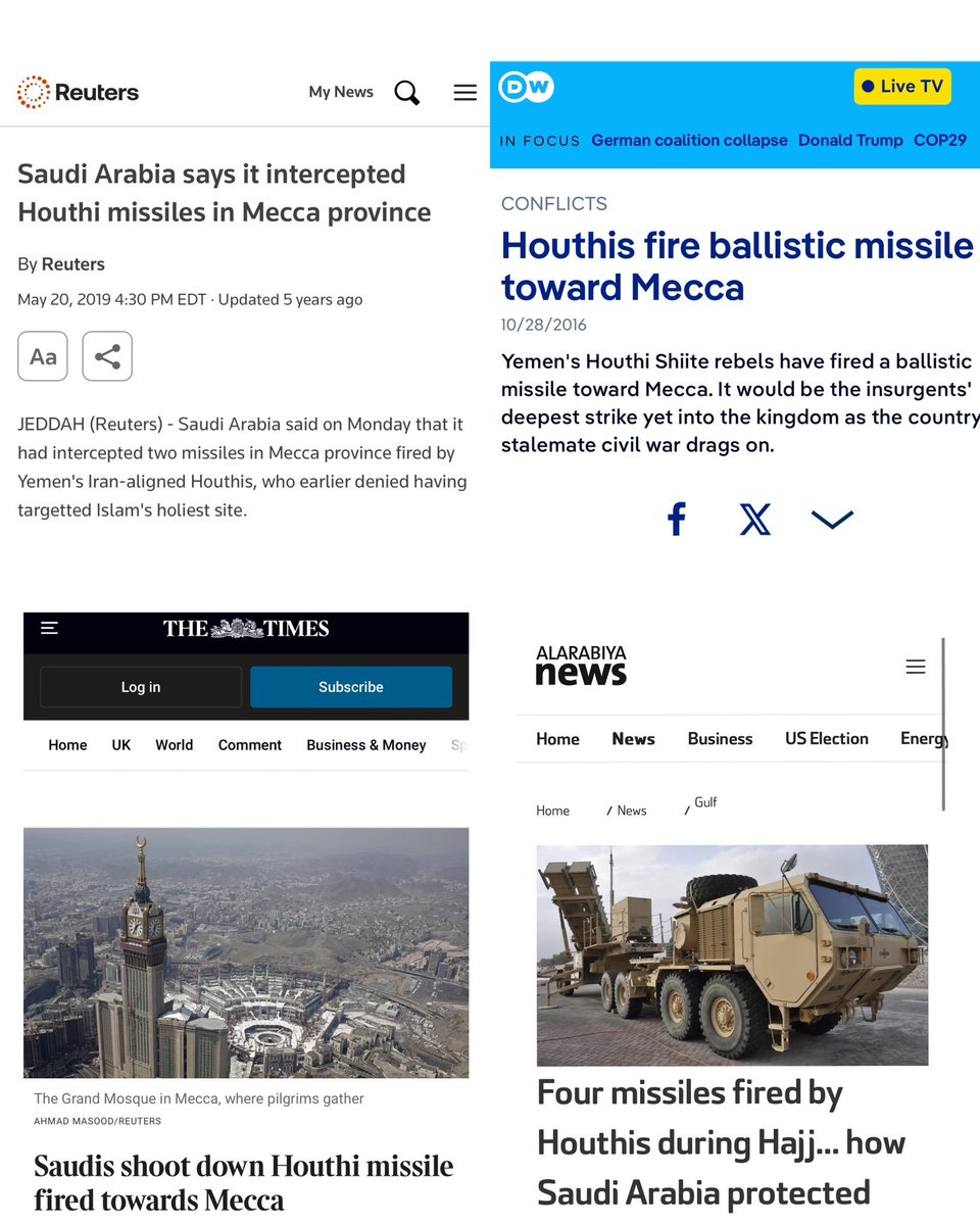 MKdawah's tweet image. Reminder that Houthis fired rockets at Makkah many times and also during hajj, aiming to kill millions of Muslims. Whoever tells you that "they're the good guys" is a liar and a fool. May Allah protect Saudi and all Muslim lands from internal and external enemies and evil, aameen