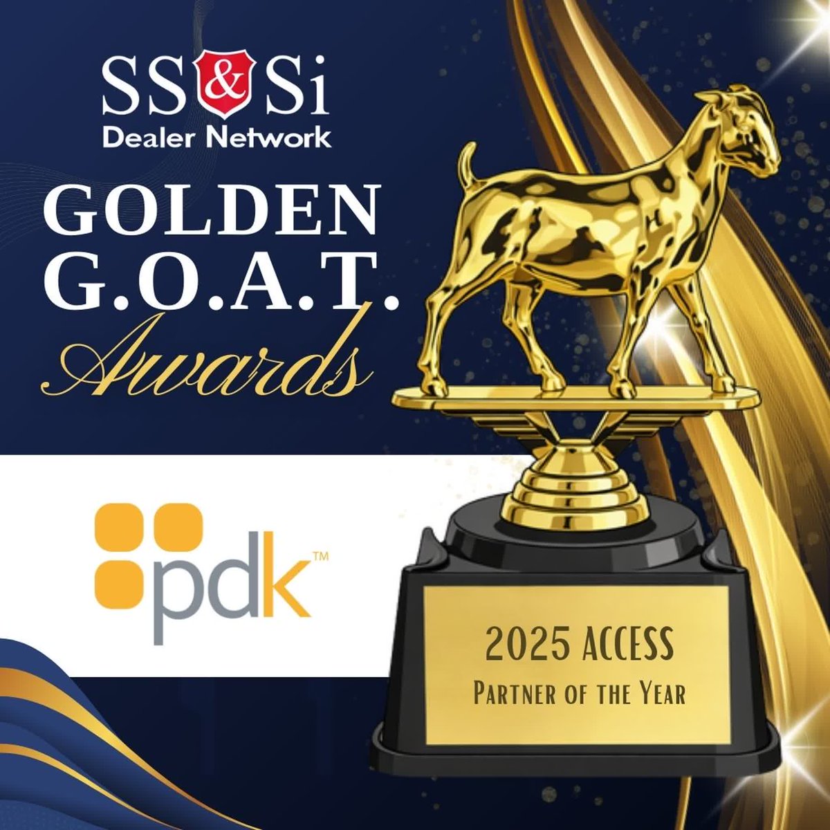 DealerNetwork's tweet photo. Congratulations to the SS&amp;Si Golden G.O.A.T. Access Control Vendor of the Year recipient... ProdataKey! 🏆

PDK doesn't just sell access control; they help us grow, support our customers, and raise the bar for what a vendor partnership should look like. https://t.co/FVcZ9NH1HJ