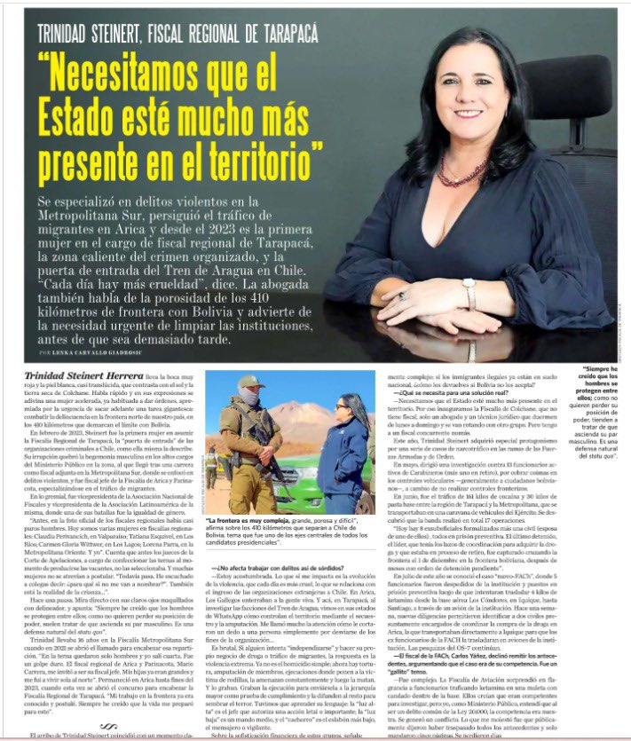 Un acierto en toda la línea: experiencia en la cancha, carácter, conocimiento del mundo público y el Estado. 
Está entrevista de Trinidad Steinert es de diciembre, <a href="/Revista_Sabado/">Revista Sábado</a> 
#GabineteKast