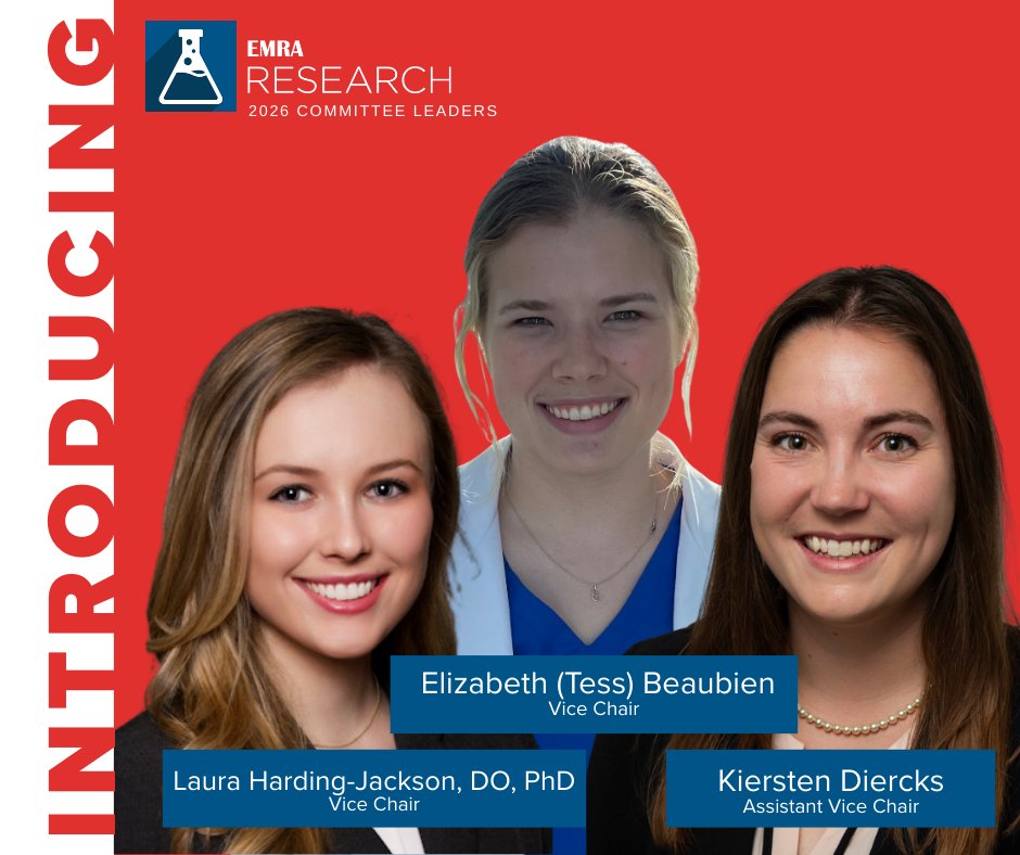emresidents's tweet image. Introducing the 2026 EMRA Research Committee! 🎉 

These leaders are here to support your research journey whether you’re applying for a grant or building appraisal skills. Learn more: emra.org/be-involved/co… 

@dgordondesign @waynemedicine @Yale_EM

#EMLeadership #EMResearch