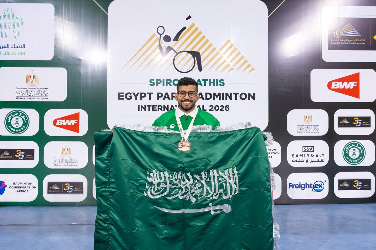 badminton_ksa's tweet photo. البطل يونس الصبحي 🥉🇸🇦 

برونزية بطولة مصر الدولية البارالمبية 2026 🇪🇬🏆
فخر الوطن 💚🇸🇦 https://t.co/3ogmRXB7vB